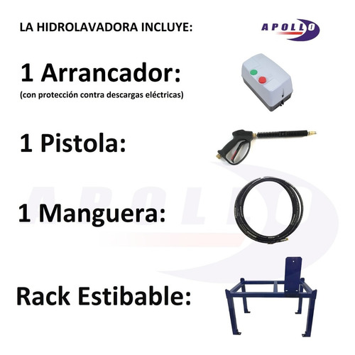 Imagen 3 de 10 de Hidrolavadora Industrial Apollo 5 Clásica Trifásica En Rack