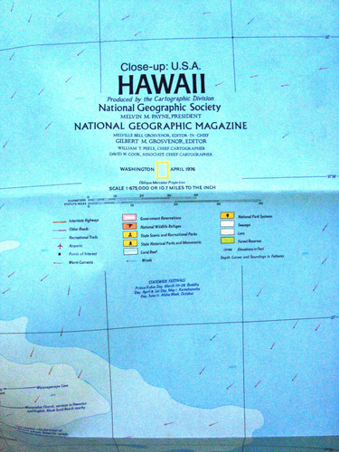 Mapa Nat Geo Hawaii Con Revista Completo Maui Ohau 1967