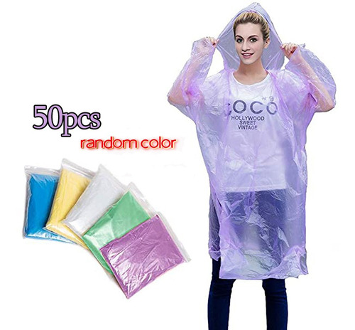 50 Paquetes De Poncho De Emergencia Impermeable