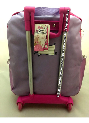 Imagem 5 de 6 de Mochila G De Rodinhas Barbie Moda E Magia Original Sestini