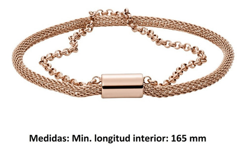 Imagen 3 de 6 de Pulsera Dama Fossil Classics Jf02983791 Color Oro Rosado