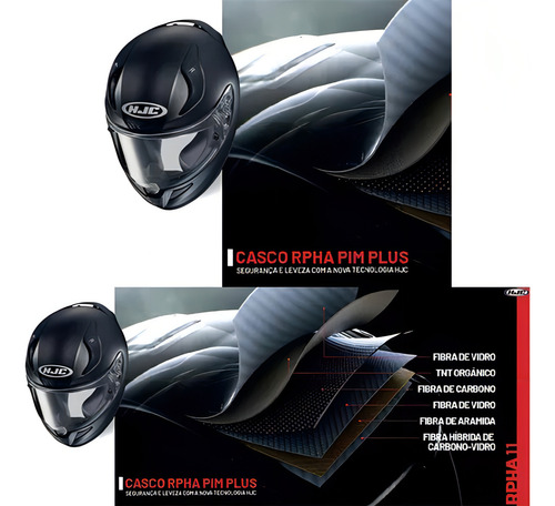 Capacete Hjc Rpha 11 Carbon Bleer Preto E Vermelho Tamanho do capacete 56