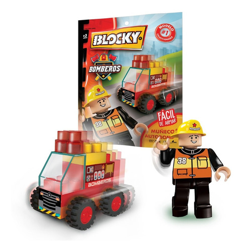 Blocky Bloques Bomberos Muñeco + Autobomba 25 Piezas 01-0686