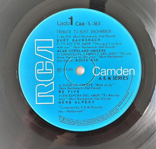 Tribute To Burt Bacharach Lp Tribute To Burt Bacharach (Usado)