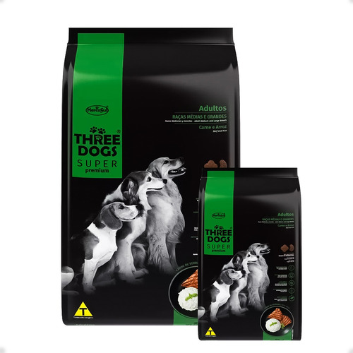 Three Dogs Super Premium Carne Y Arroz 15+ 2+ 3kg - Otec