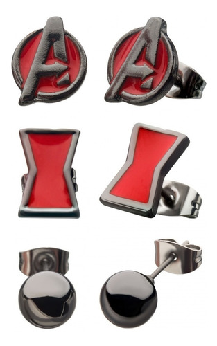 Imagen 3 de 3 de Aretes Viuda Negra Marvel Black Widow