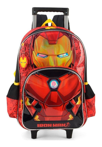 Mochila Escolar Rodinha Iron Man Mascara Vermelho Infantil