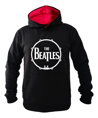 Buzo Hoodie The Beatles Bateria Estampado Blanco