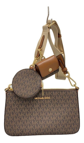 Bolsa Michael Kors Original Jet Set Logo Brown + Airpod Case