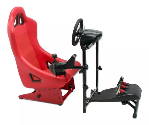 Cockpit Simulador Suporte Volante X Retrátil V3, Vermelho