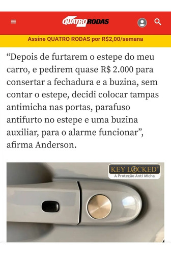 Tampa Anti Micha Miolo Fechadura Renault Kwid Keylocked 1 Un