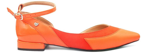 Balerina Flat Naranja Con Latigo Al Tobillo Pikiki