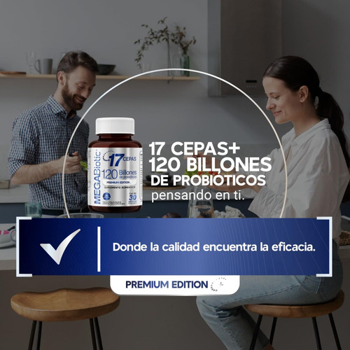 Suplemento Alimenticio 120 Billones 17 Cepas Premium 30 Caps Sabor No Saborizado