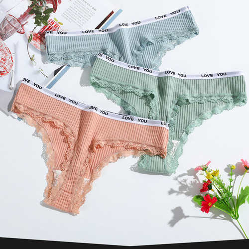 Tanga Corte De Algodón Encaje De Mujer Sexy Bragas De 8 Uds