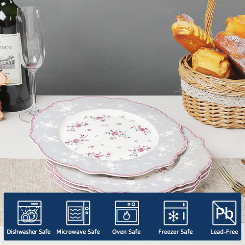 Conjunto De 4 Pratos De Jantar De Porcelana Fanquare De 10 P