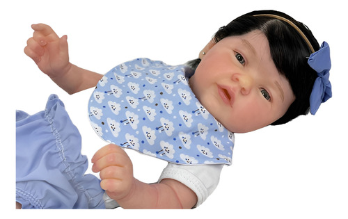 Bebe Reborn Menina Silicone Banho Cabelo Fio A Fio Castanho