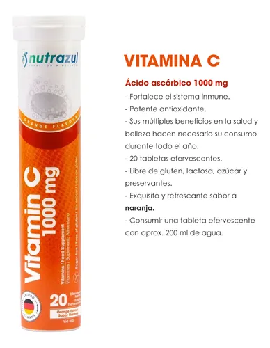 Vitamina C Nutrazul . 20 Tab. Efervescentes C/u - Pack 6u.
