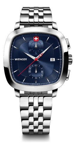 Wenger Reloj Vintage Classic Chrono 39.5 Mm, Azul, Acero 
