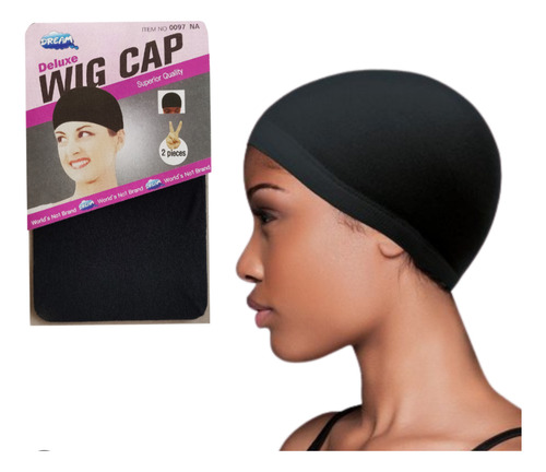 Touca Wig Cap Preta P/ Colocar Embaixo Da Peruca 2 Unidades