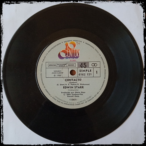 Edwin Starr - Contacto - 1980 Vinilo Single