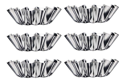 6 Moldes Pasteleros Mini Tarta Aluminio 200 Ml - 6 Pzas Color Plateado