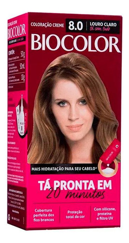 Tinta de Cabelo Biocolor Mini Kit Louro Claro Radiante 8.0