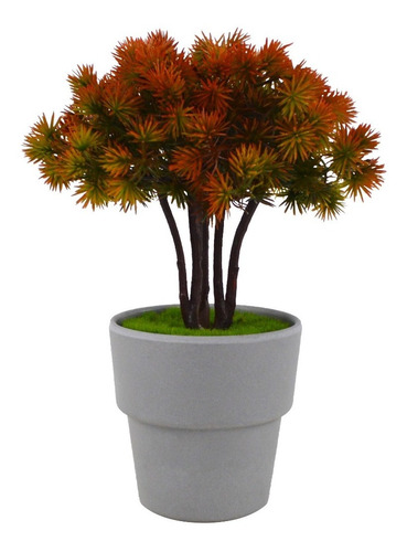 Planta Pino Bonsái Artificial Macetero Plástico Decora 23cm