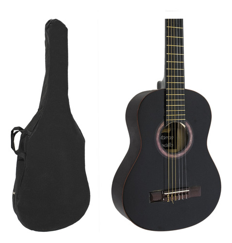 Guitarra Criolla Clásica De Estudio Mediana 3/4 Negra +funda