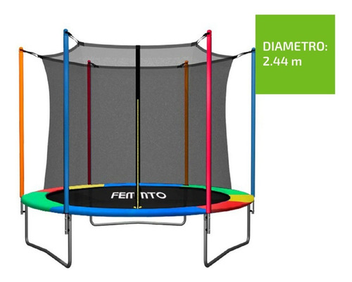 Imagen 1 de 10 de Cama Elastica 2.44 Metros Femmto 120 Kg Con Red Protectora