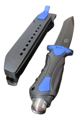 Cuchillo Combate, Caza Y Pesca. Tipo Militar Negro + Funda