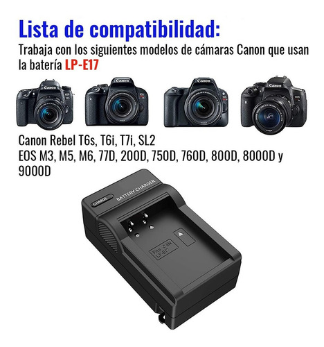 Imagen 4 de 10 de 246 Cargador Para Baterias Canon Lp-e17 Canon T6i - 750d