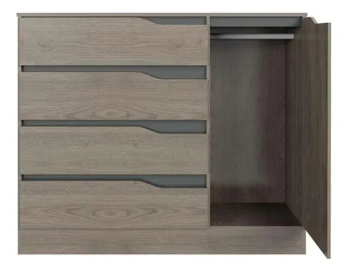 Cómoda Mobi Vela Fresno 122 Cm Color Gris Oscuro