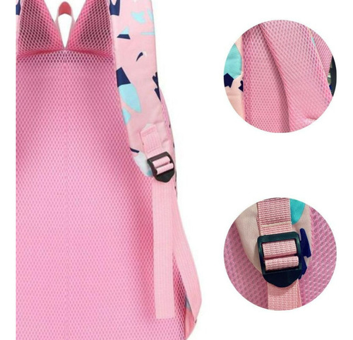 Mochila Escolar Juvenil Mima2 Set De 3 Piezas Color Rosa claro Diseño de la tela Poliéster