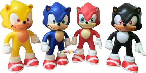 4 Bonecos Sonic Articulado Emborrachado 15cm Coleção Barato