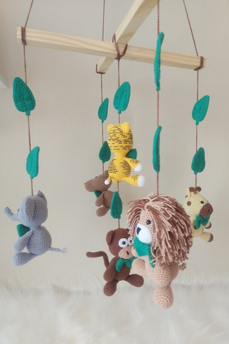 Mobile De Teto Safari Baby Em Amigurumi - Personalizado