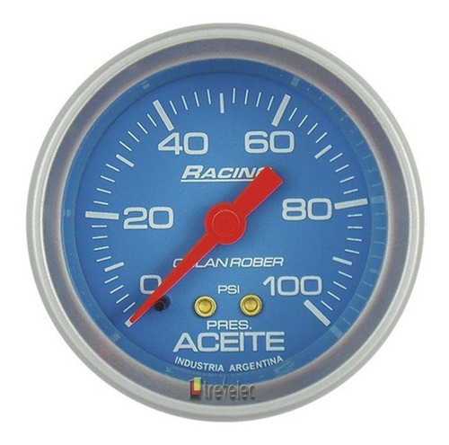Reloj  Presión Aceite Mecánico 100 Lb Ø 52 Mm  Linea Racing Orlan Rober Fondo Plata O Celeste 