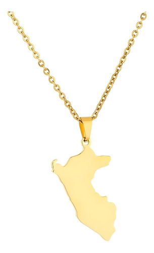 Collar Perú Mapa Acero Oro 50cm