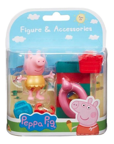 Imagem 2 de 8 de Boneca Peppa Pig Com Acessórios Peppa Maiô Amarelo Sunny