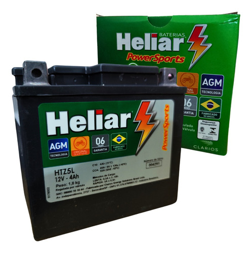 Bateria Moto Heliar Htz5 Biz 100 Biz 125 Pop 100 Titan 150