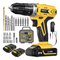 Comprar Taladro Inalámbrico Impacto Rotomartillo Sidsys 2 Baterías De 2Ah 21v Color Amarillo Atornillador Con Maletín De Transporte