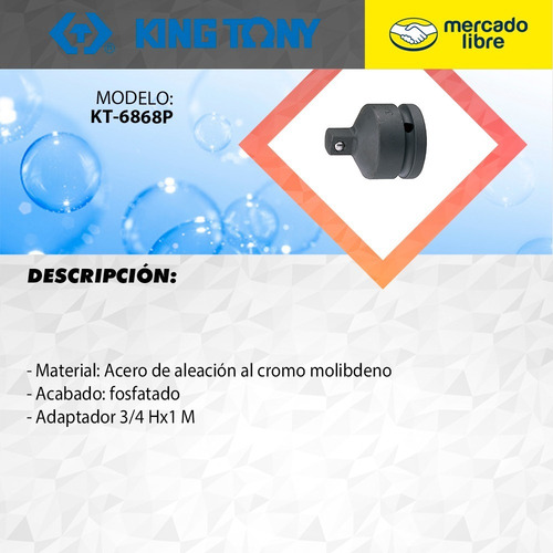 Adaptador 3/4 Hx1 M Kt-6868p King Tony