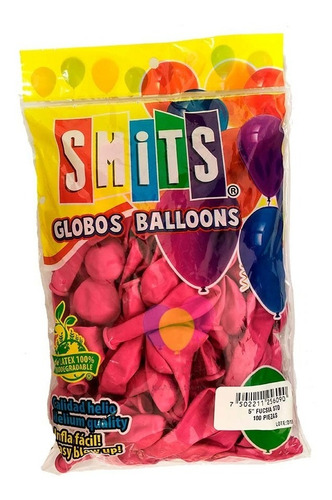 Globos Smits #5 C/100 Estandar Colores Smi1x1 Color Fucsia