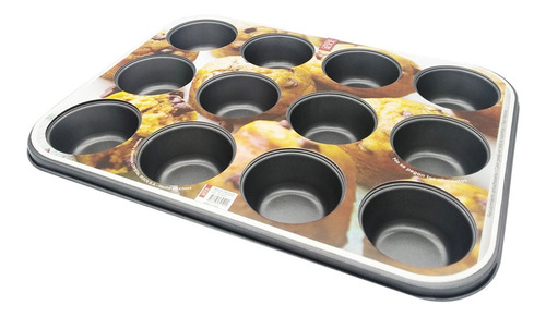 Molde De Teflon 12 Muffins Cupcakes Antiadherente 34.5x26 Cm