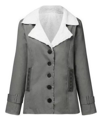 Abrigo De Felpa Con Solapa Grande A La Moda For Mujer En K