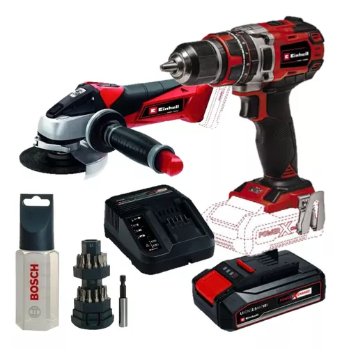 Taladro Percutor + Amoladora Bateria 18v Einhell C Kit Bosch