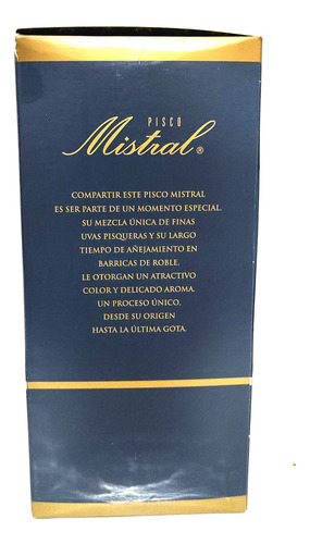 2 Un Pisco Mistral Anejado Em Roble 750ml