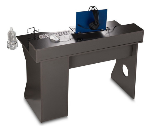 Escritorio Gamer Para Computadora Con Led Moderno Nenotech Color Marrón Oscuro