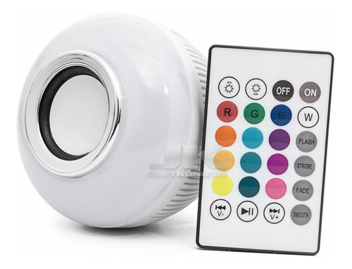 Lâmpada Bluetooth Com Led Rgb Música 12w + Controle Remoto