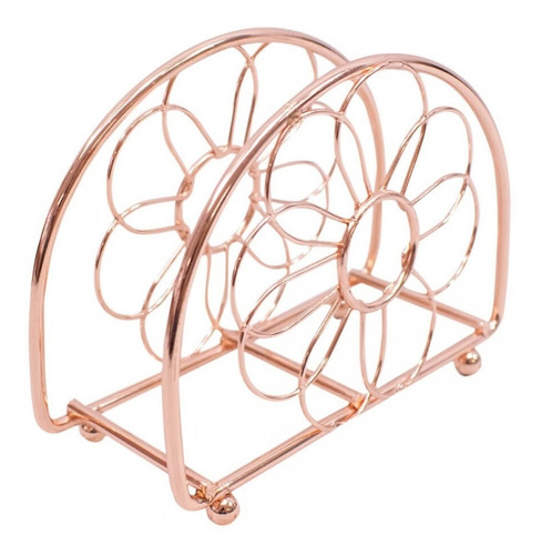 Porta Guardanapo Flor Metal Aramado Rose Gold Cor Dourado