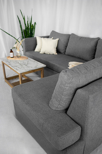 Sillon Esquinero En L Camastro Lino + Mesa Ratona Combo Catalogo En Las Fotos